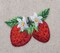 Two Strawberries with White Blossoms, Fruit, Embroidered, Iron on Patch